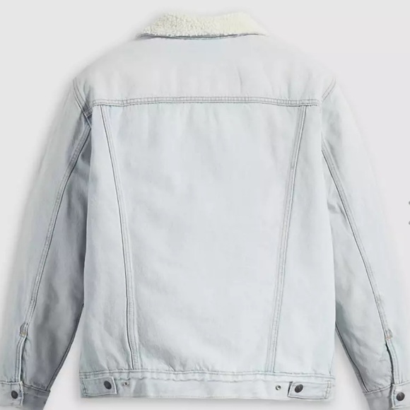 Levi's Premium Men's Light Blue Sherpa Denim Jacket! Large, NWT! - Picture 2 of 5